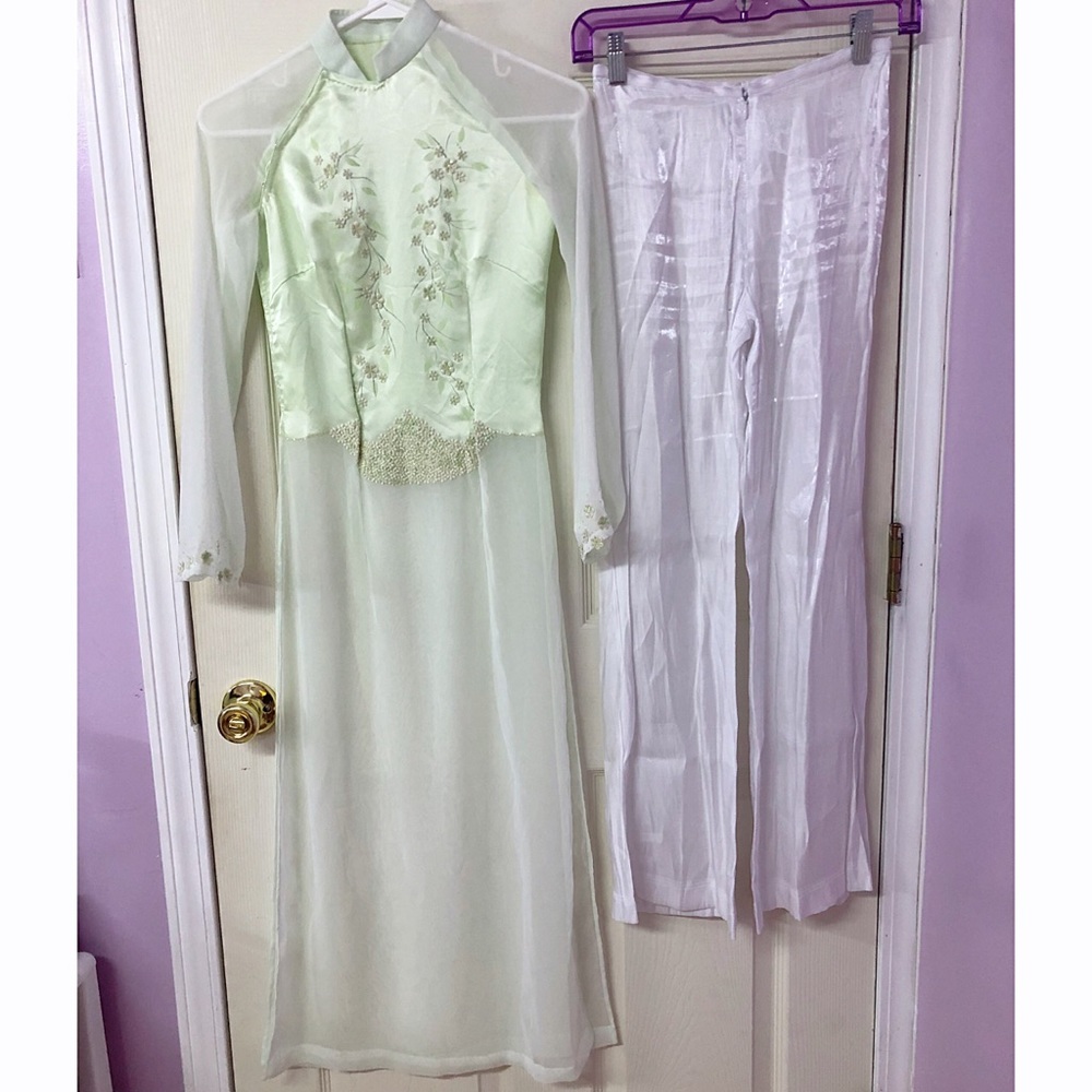 Pastel Green Vietnamese Ao Dai Dress